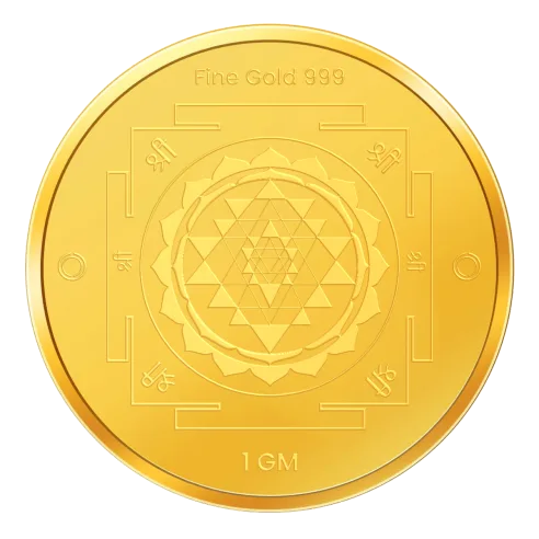 Dhan Labh 1 gm gold coin, Shri Yantra side